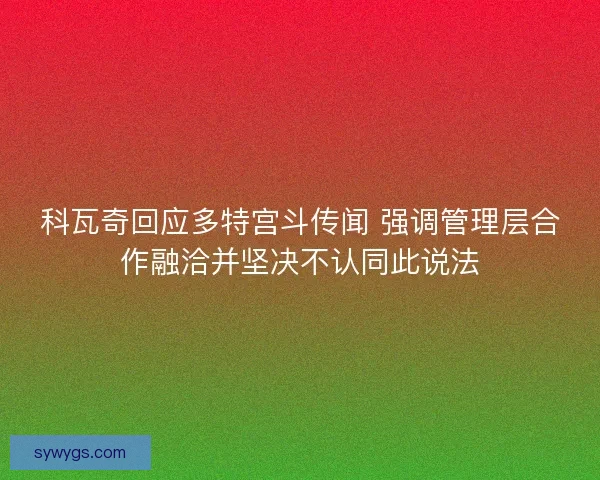 科瓦奇回应多特宫斗传闻 强调管理层合作融洽并坚决不认同此说法 科瓦奇回应多特宫斗传闻 强调管理层合作融洽并坚决不认同此说法