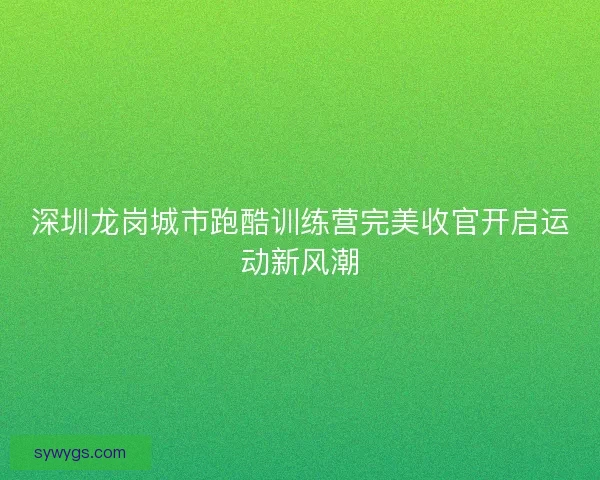 深圳龙岗城市跑酷训练营完美收官开启运动新风潮
