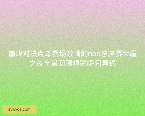 巅峰对决点燃赛场激情的nbn总决赛荣耀之夜全景回顾精彩瞬间集锦 巅峰对决点燃赛场激情的nbn总决赛荣耀之夜全景回顾精彩瞬间集锦